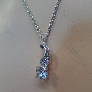 Vintage Signed NRT Silver Tone Faux CZ Necklace (Avon) Adj 18"